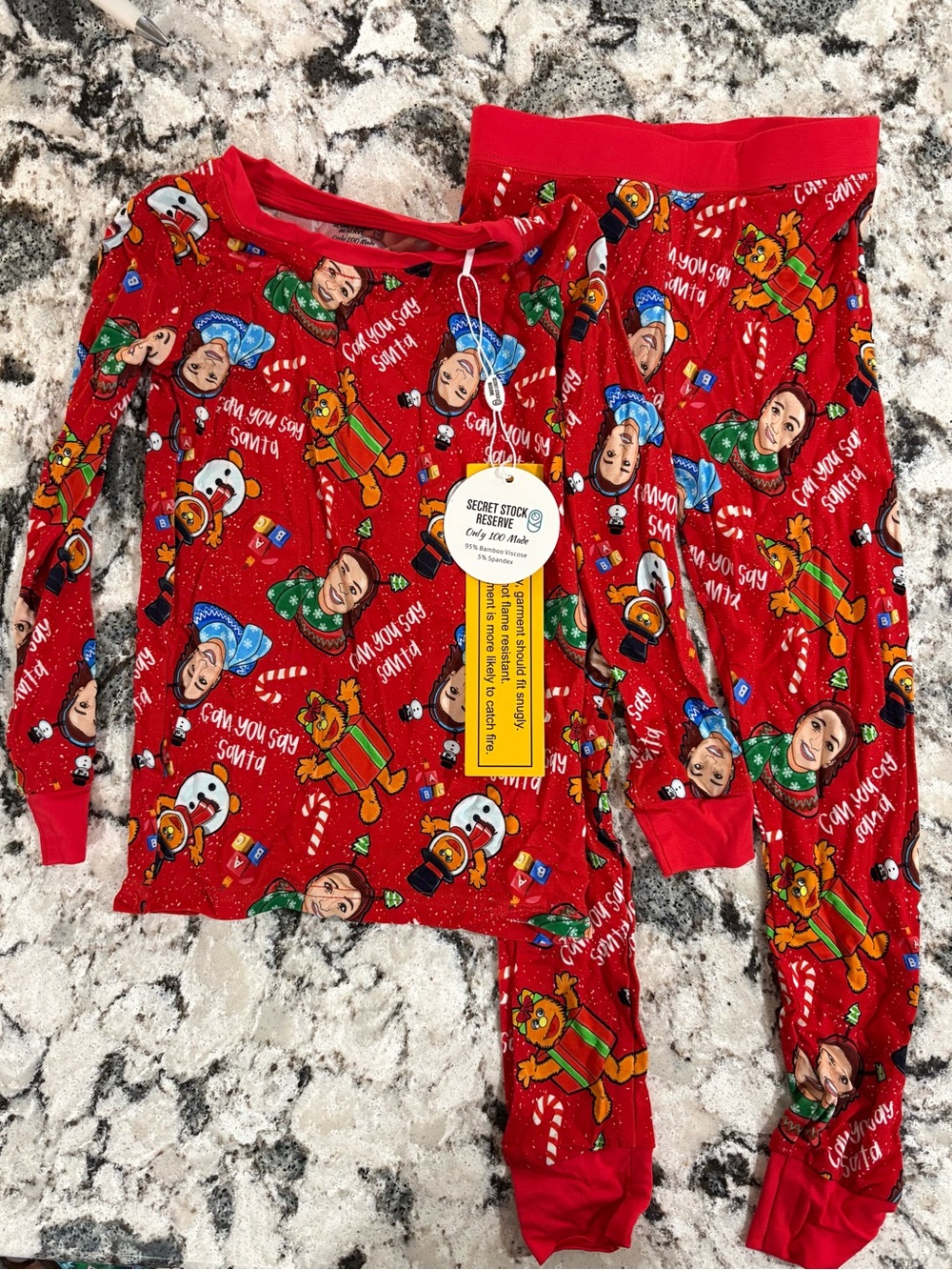 Kids Red Holiday Ms Rachel Print Pajama Set - Bamboo